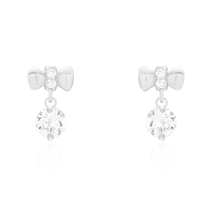 14k Yellow White Gold CZ Bow Tie Stud Screw Back Earrings