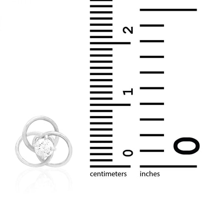14k Gold Yellow White Triple Ring CZ Screwback Stud Earrings
