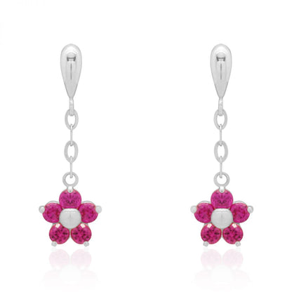 Real 14k Gold Yellow White Simulated Birthstone Flower Screwback Earrings