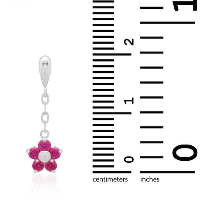 Real 14K Yellow Gold White Birthstone Flower Screw Back Earrings