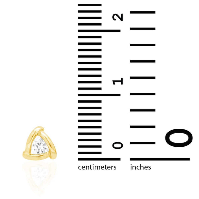 Round-Cut Zircon Triangle Screw Back Stud Earrings 14k Yellow & White Gold