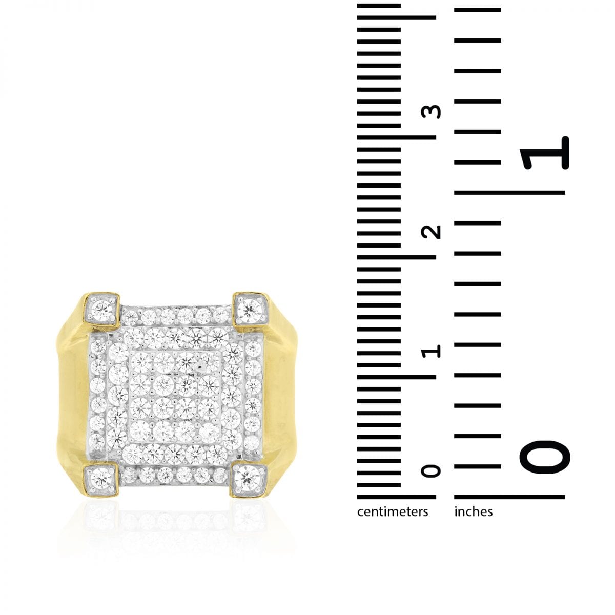 10k Gold Yellow White 3.20Ct CZ Pave Set Men's Signet Ring