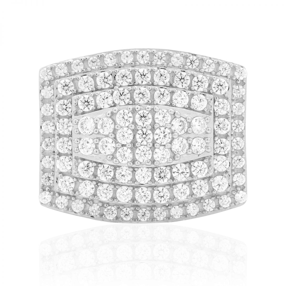10k Yellow and White Gold 4Ct Created Diamond Pave Set Men's Signet Ring
