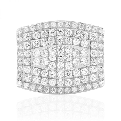 10k Yellow and White Gold 4Ct Created Diamond Pave Set Men's Signet Ring