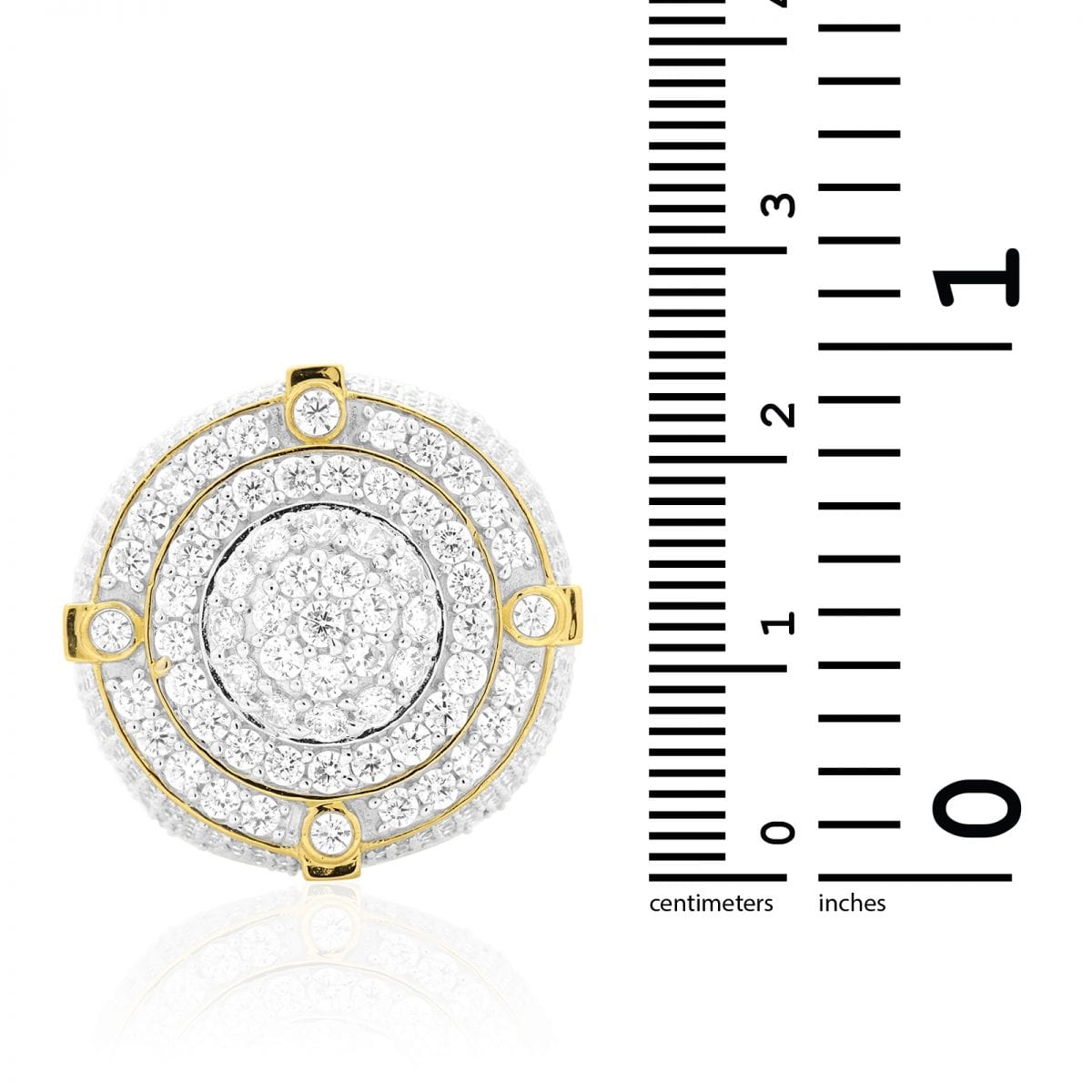 10k Yellow & White Gold 7Ct CZ Micro Pave Round Men's Signet Ring