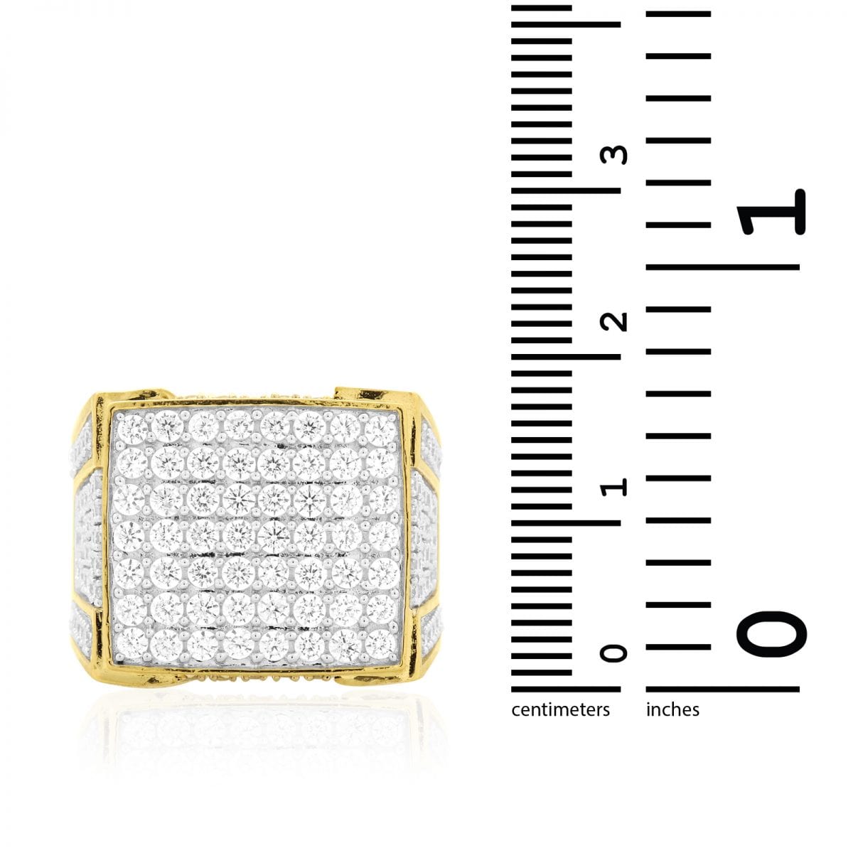 5Ct CZ Micro Pave Men's Signet Ring 10k Yellow Gold