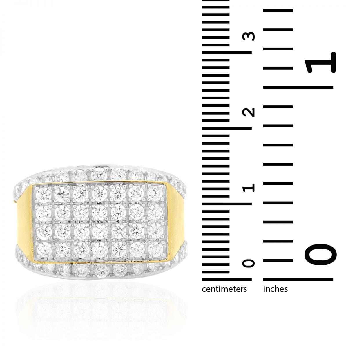 10k Gold Yellow & White Created Diamond Pave Set Men's Signet Ring Sizable