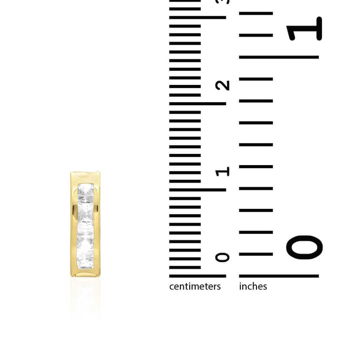 10k Yellow Gold Princess-Cut CZ Huggie Hoop Earrings