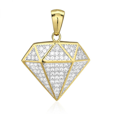 10k Solid Yellow Gold 1Ct Brilliant-Cut CZ Shaped Pendant 1.1"