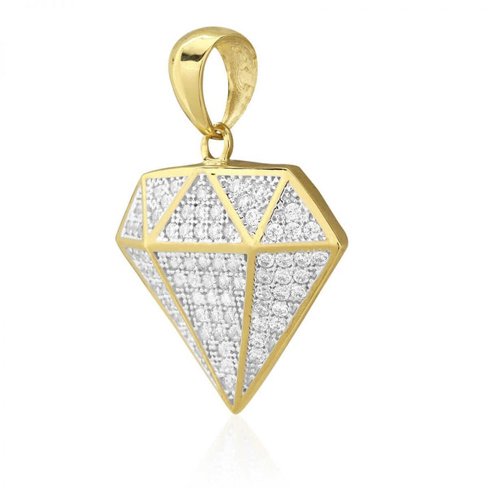 10k Solid Yellow Gold 1Ct Brilliant-Cut CZ Shaped Pendant 1.1"