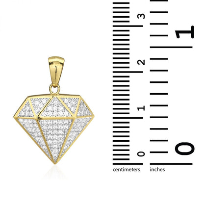 10k Solid Yellow Gold 1Ct Brilliant Cut Created Diamond Shaped Pendant 1.1"