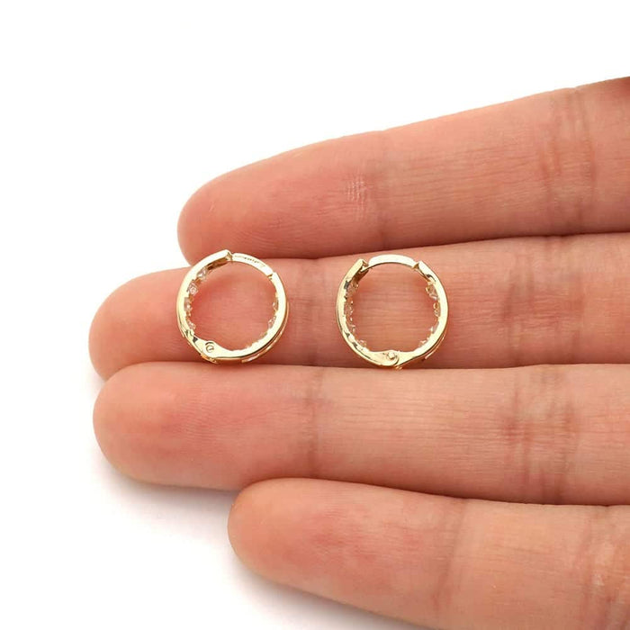 10k Yellow Gold Princess-Cut CZ Huggie Hoop Earrings