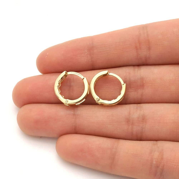 10k Yellow Gold Princess-Cut CZ Huggie Hoop Earrings