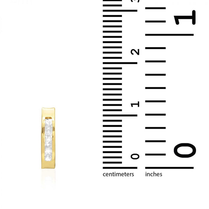 10k Yellow Gold Princess-Cut CZ Huggie Hoop Earrings