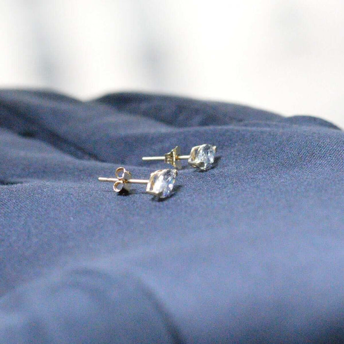 1Ct CZ Marquise-Cut 14K Yellow Gold Stud Push Back Earrings
