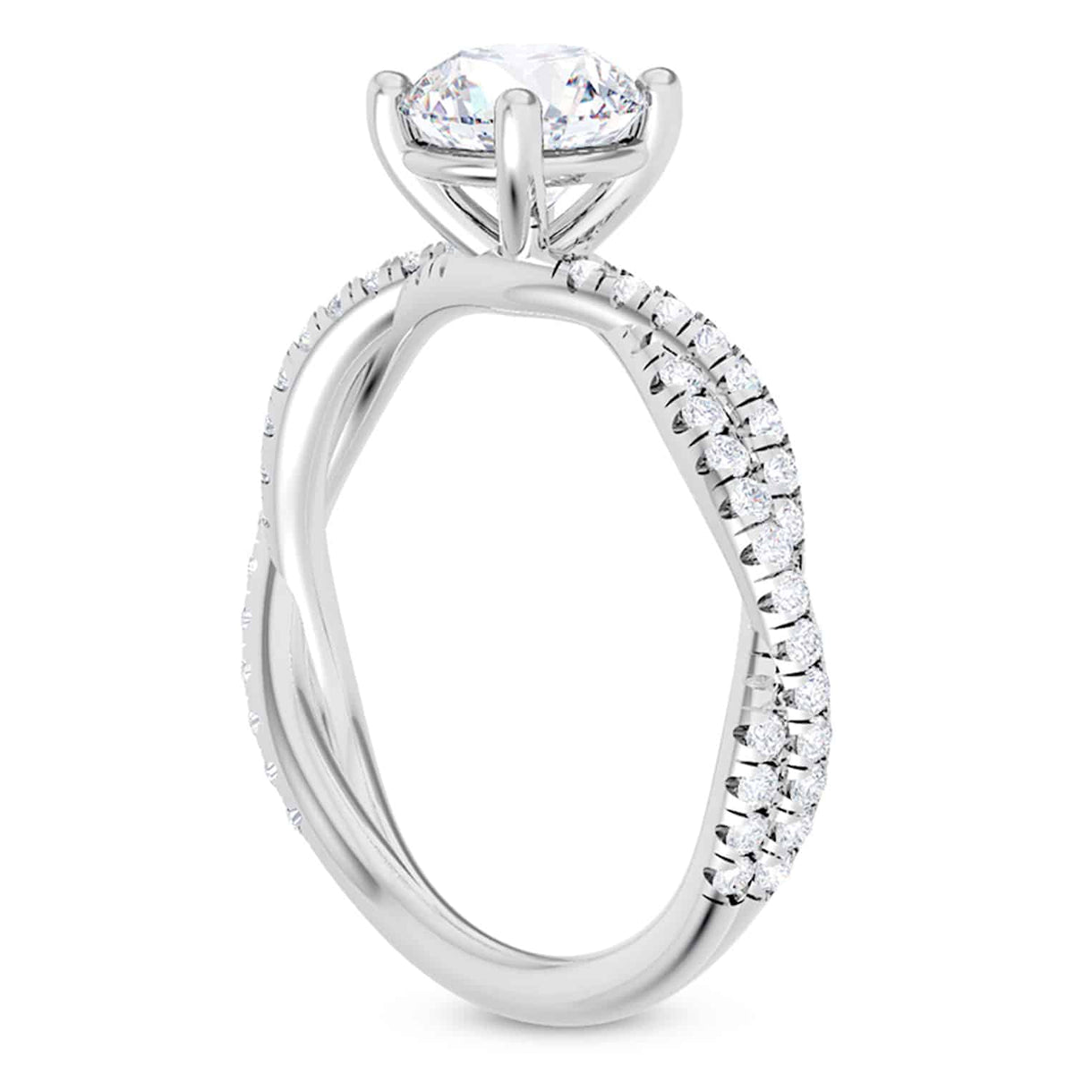 1.43CTW Natural Diamond Moissanite 18K Gold White Twisted Shank Engagement Ring
