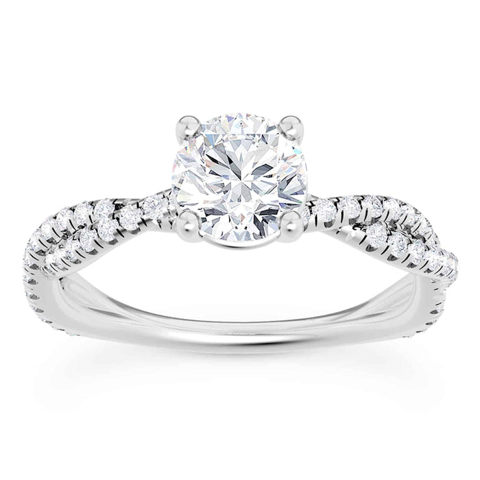 1.43CTW Natural Diamond Moissanite 18K Gold White Twisted Shank Engagement Ring