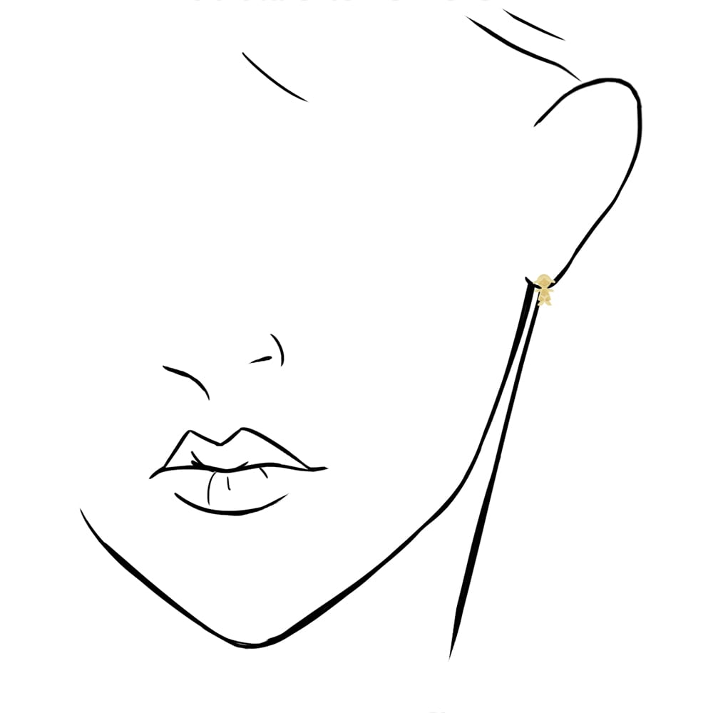 14k Yellow Gold Little Smiling Girl Textured Baby Screwback Stud Kid Earrings