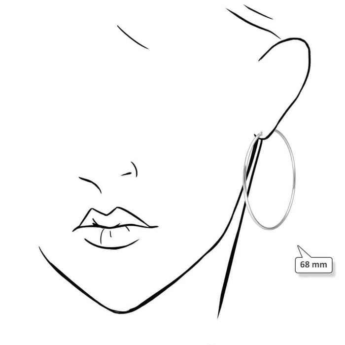 14K Yellow White Gold 2mm Round Hoop Earrings 22mm-76mm