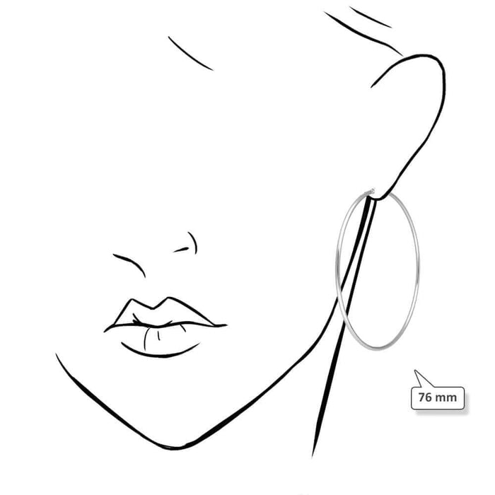 14K Yellow White Gold 2mm Round Hoop Earrings 22mm-76mm