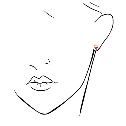 14k Yellow Gold Amethyst & Ruby Grapes Stud Screwback Earrings