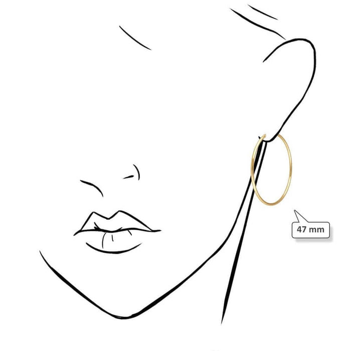 14K Yellow White Gold 2mm Round Hoop Earrings 22mm-76mm