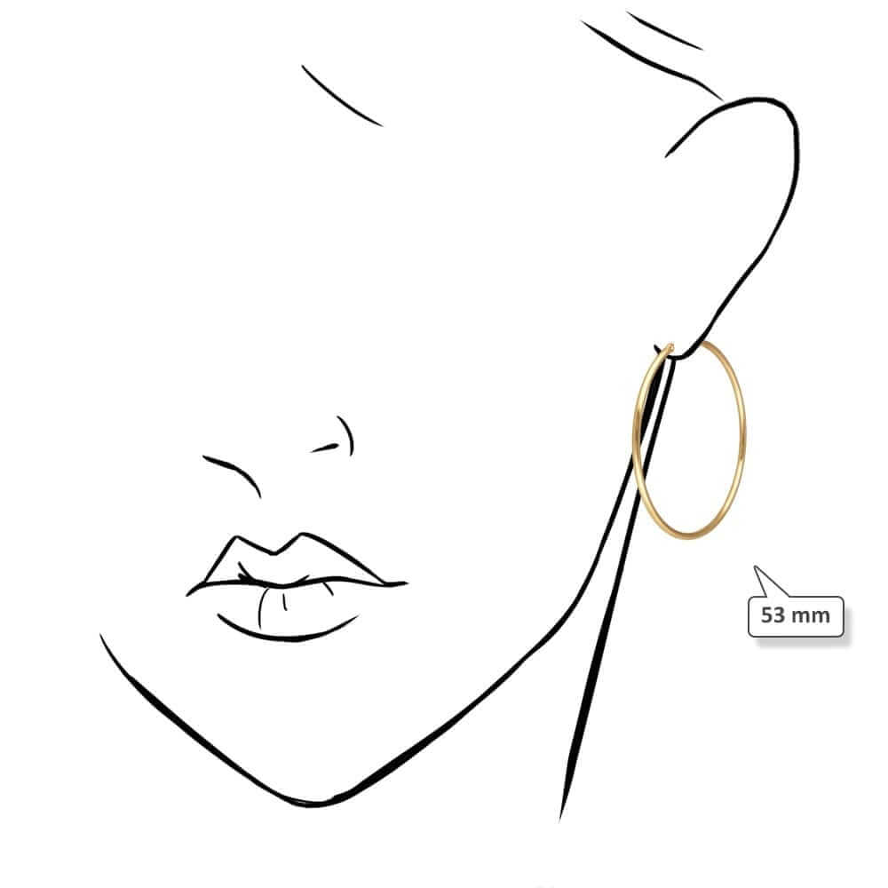 14K Yellow White Gold 2mm Round Hoop Earrings 22mm-76mm