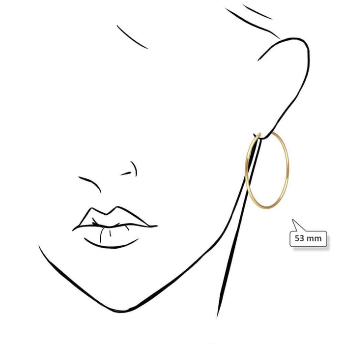 14K Yellow White Gold 2mm Round Hoop Earrings 22mm-76mm