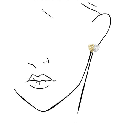 Comedy & Tragedy Masks Sock & Buskin Pushback Stud Earrings 10k Yellow Gold