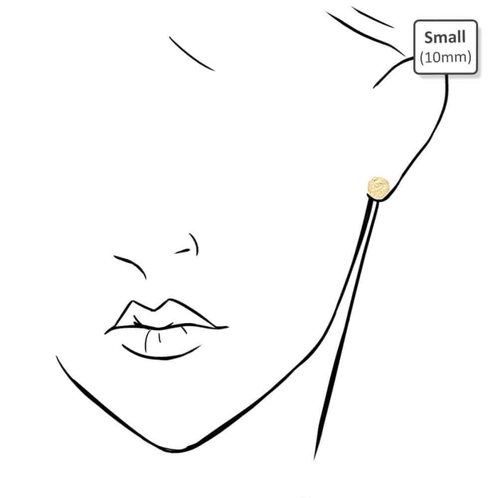 10K Solid Gold Diamond-Cut Nugget Push Back Stud Earrings