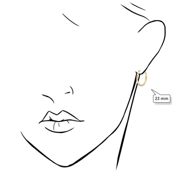 14K Yellow Gold 2mm Diamond-Cut Round Hoop Earrings 22-76mm