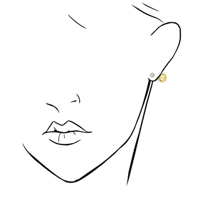 14K Yellow and White Gold 12 x 8mm Screw Back Double Ball Stud Earrings