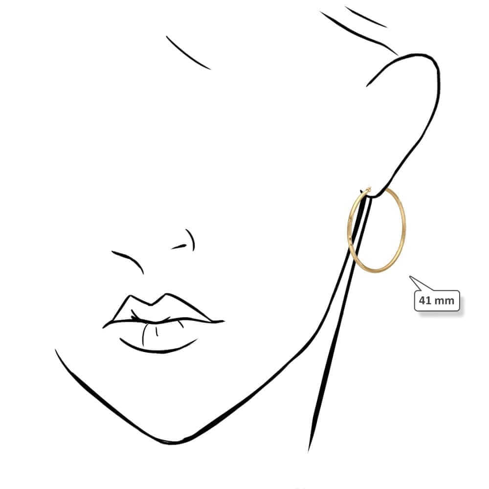 14K Yellow Gold 2mm Diamond-Cut Round Hoop Earrings 22-76mm