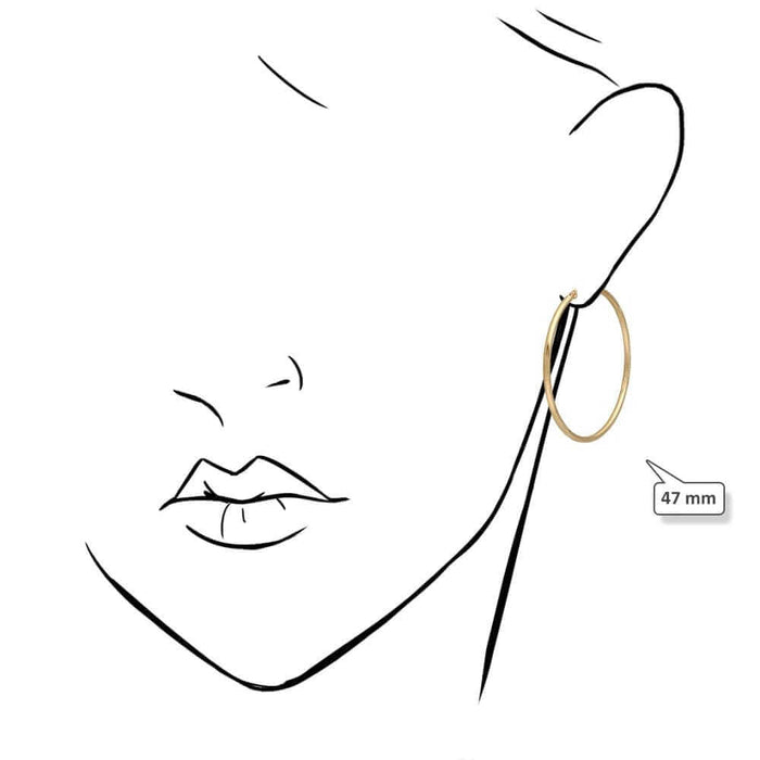 14K Yellow Gold 2mm Diamond-Cut Round Hoop Earrings 22-76mm