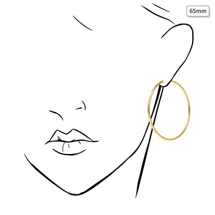 Yellow Gold Over 925 Sterling Silver Hoop Earrings 35mm-73mm