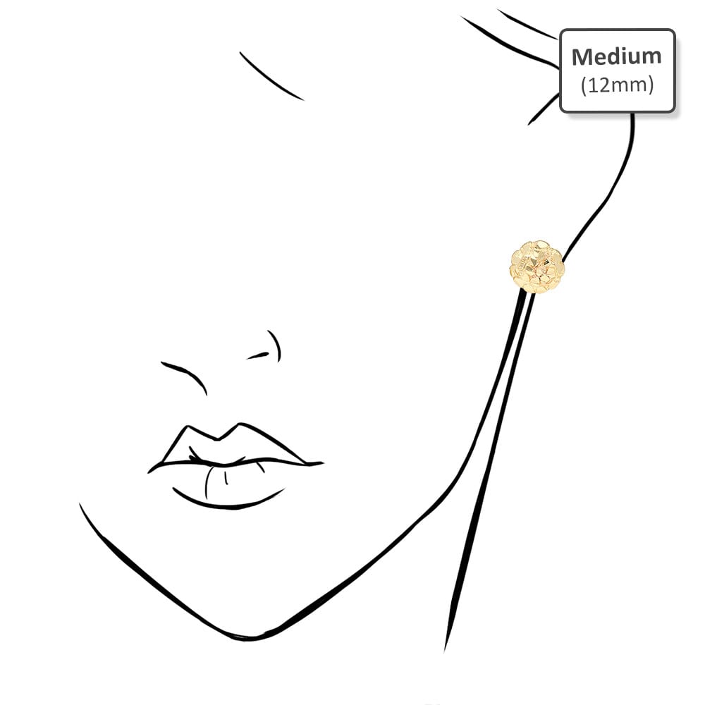10K Solid Gold Diamond-Cut Nugget Pushback Stud Earrings