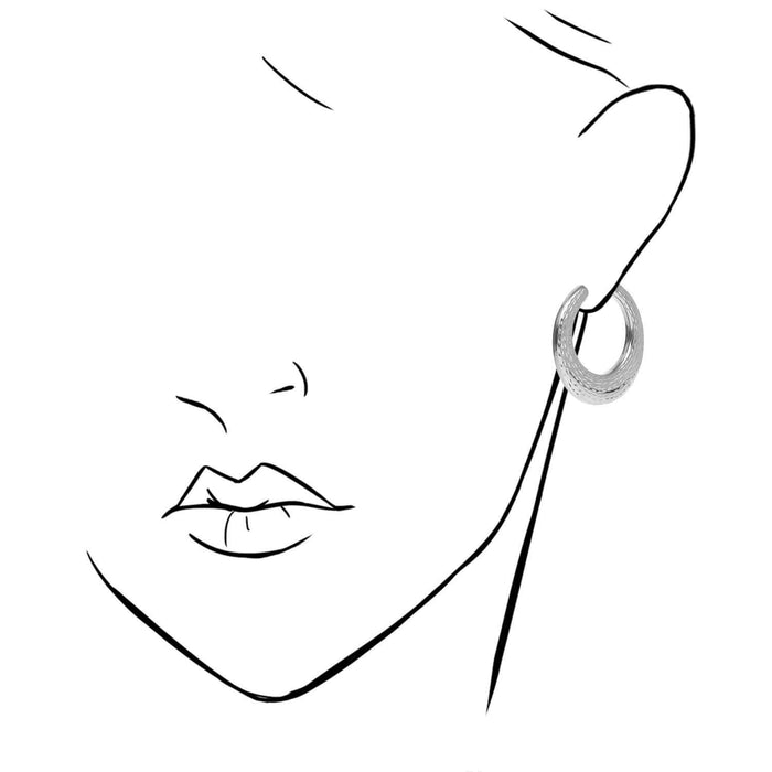 Yellow White Gold Tone Plated 925 Sterling Silver Diamond-Cut Hoop Earrings