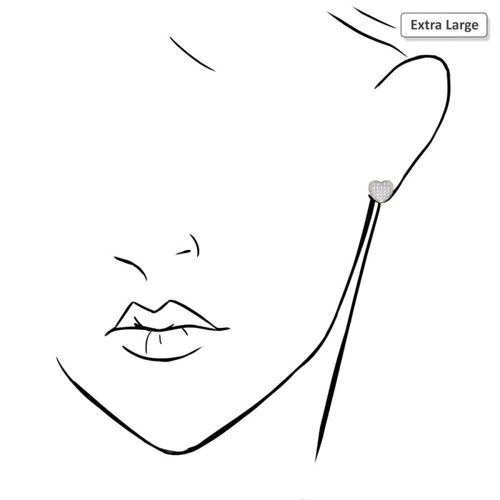 0.10Ct -0.35Ct Natural Diamond Pave Heart Stud Earrings 10k Yellow Gold