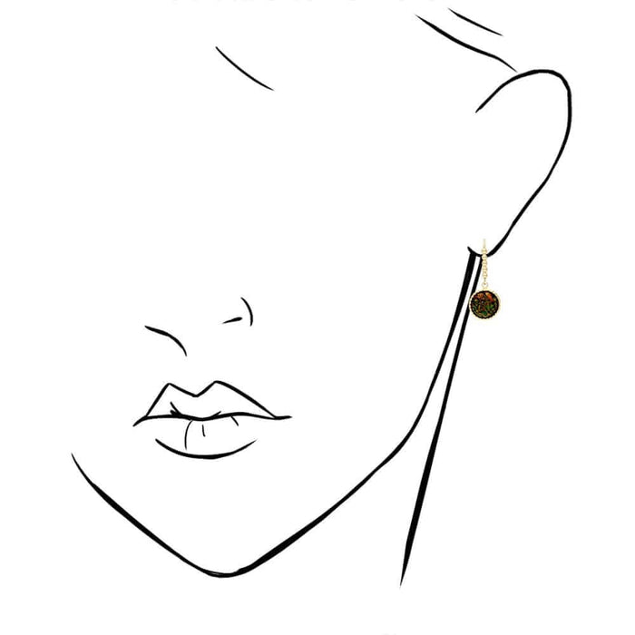 14K Gold Yellow, White Twisted Bezel Fire Opal Leverback Earrings 11.5mm