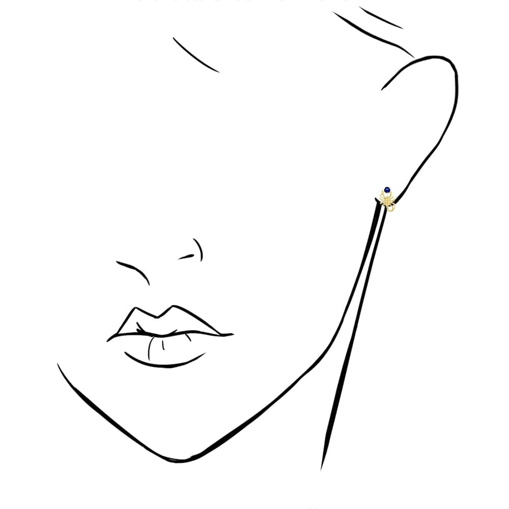 14K Yellow Gold Round Simulated Birthstone Scorpion Screw Back Stud Earrings