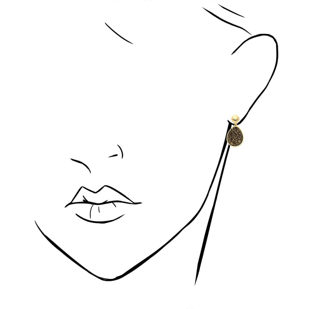 Gold Over 925 Sterling Silver Druzy Teardrop  Earrings