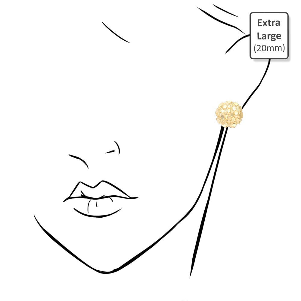 10K Solid Gold Diamond-Cut Nugget Pushback Stud Earrings