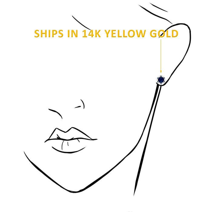 14K Yellow Gold Round And Marquise Gem Birthstone Halo Stud Earrings