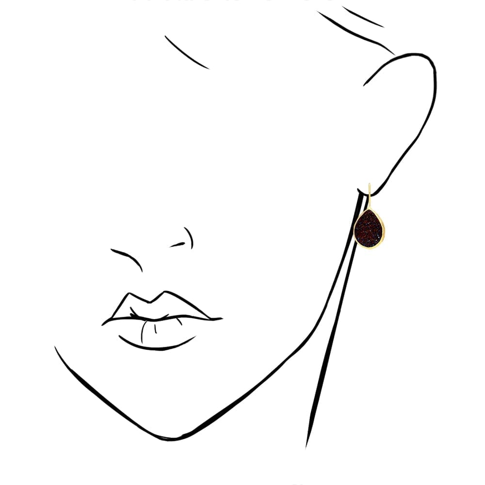 Gold Over 925 Sterling Silver Druzy Teardrop  Earrings