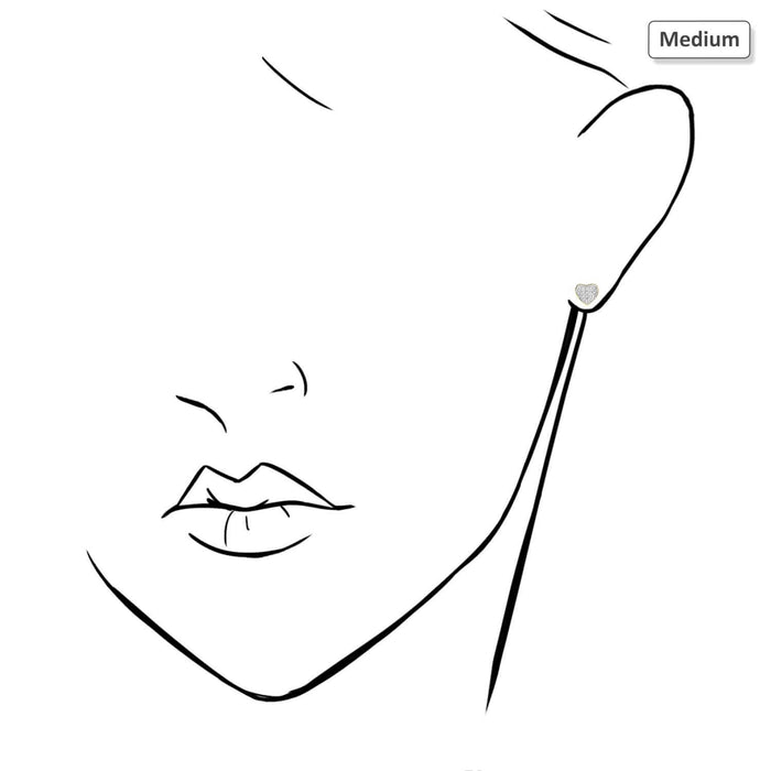 Natural Diamond 10k Yellow Gold Pave Heart Stud Earrings 6.5mm-9mm