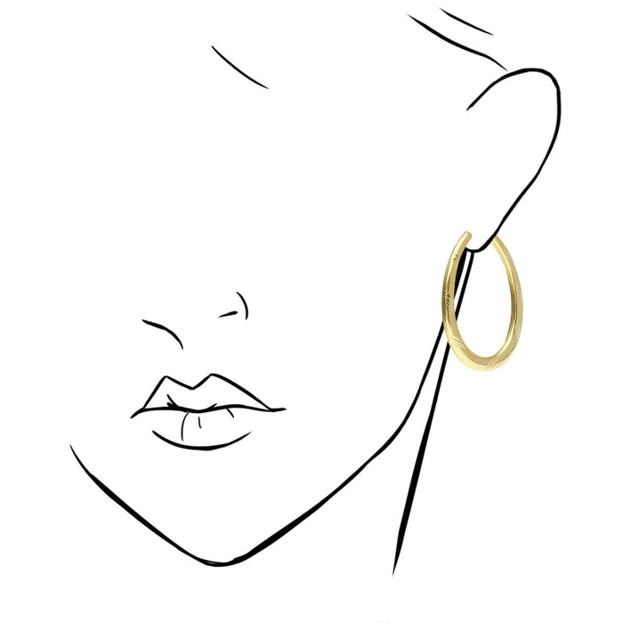 925 Sterling Silver Yellow White Gold Tone Diamond-Cut 51mm Oval Hoop Earrings