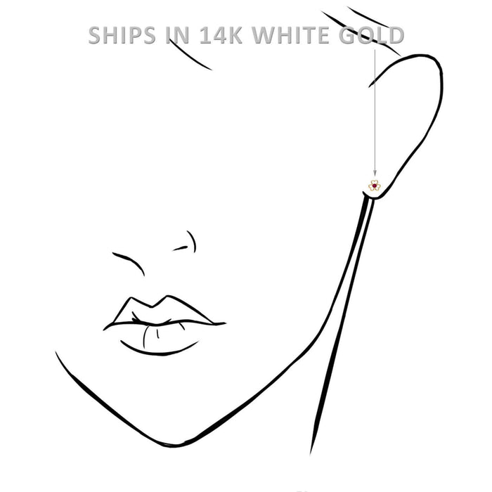 14K White Gold Open Flower Bezel Set Gemstone Kids Screw Back Stud Earrings