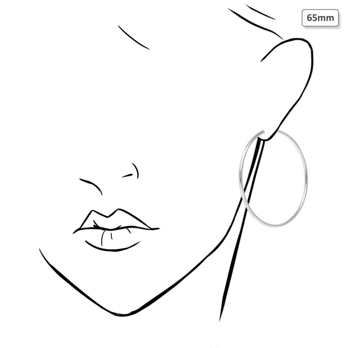 925 Sterling Silver 2.5mm Thick Hoop Earrings 35mm-73mm Diameter