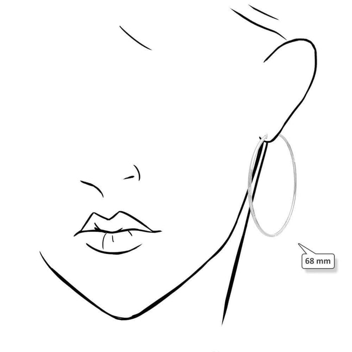 14K White Gold 2mm Diamond-Cut Round Hoop Earrings 22-76mm