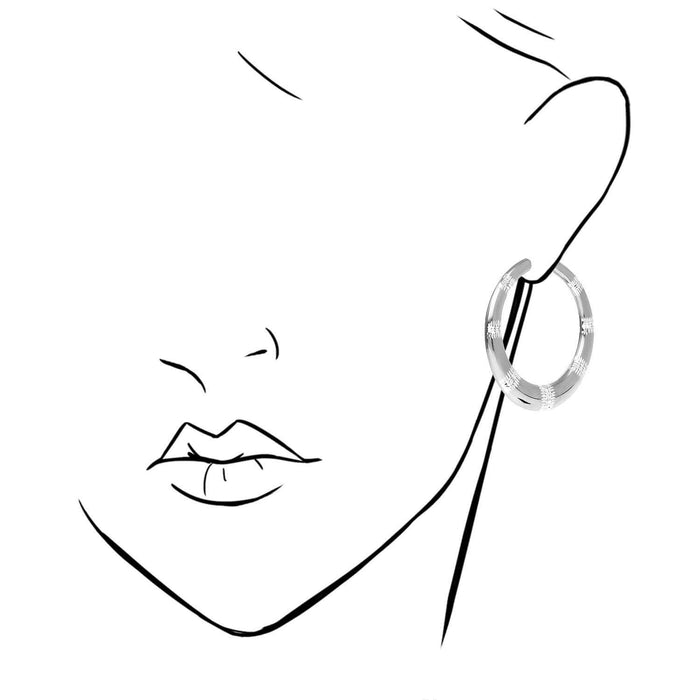 925 Sterling Silver Yellow White Gold Tone Diamond-Cut 45mm Hoop Earrings